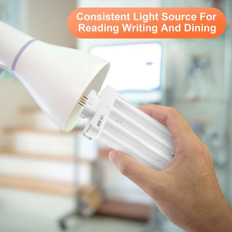 220V 27W 4 Pin Rows 6500K -H Quad Tube Compact Fluorescent Lamp Light Bulb L8T3 - Image 2 of 4