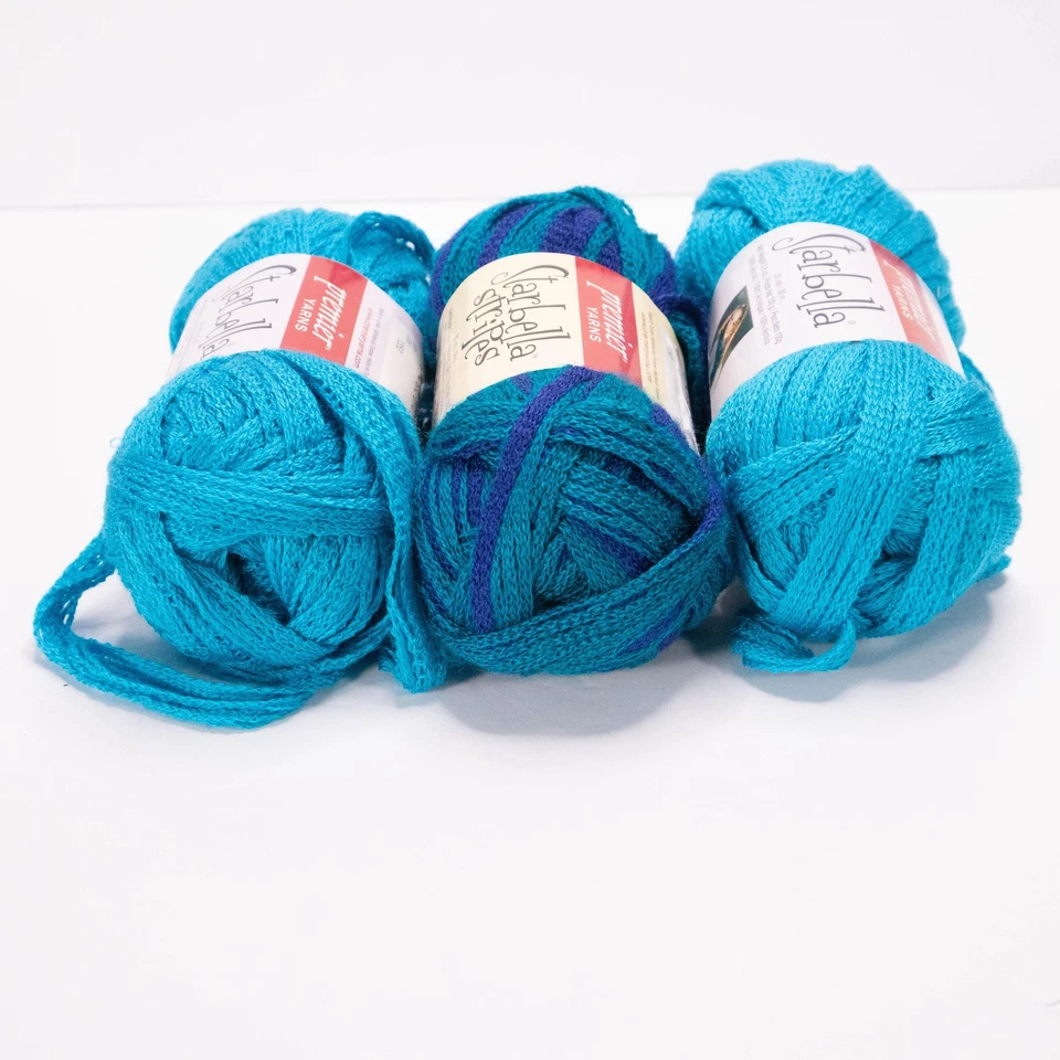 Hilos Premier Starbella Rayas Hilo Super Voluminoso 3 Madejas Eléctrico Azul Crochet Foto 2 de 4