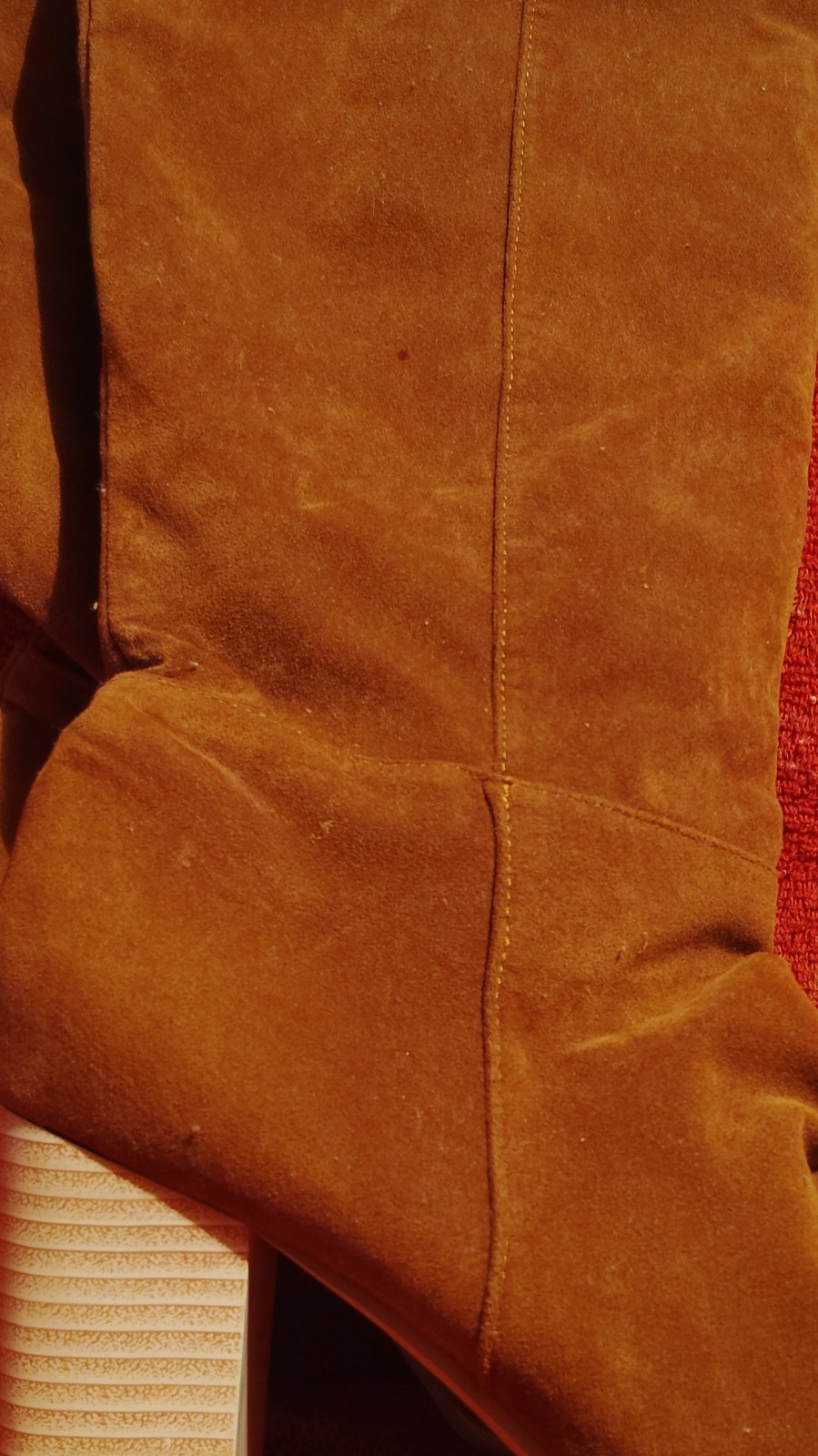 Women's Brown Suede Block Heel Solid Pattern Roun… - image 1