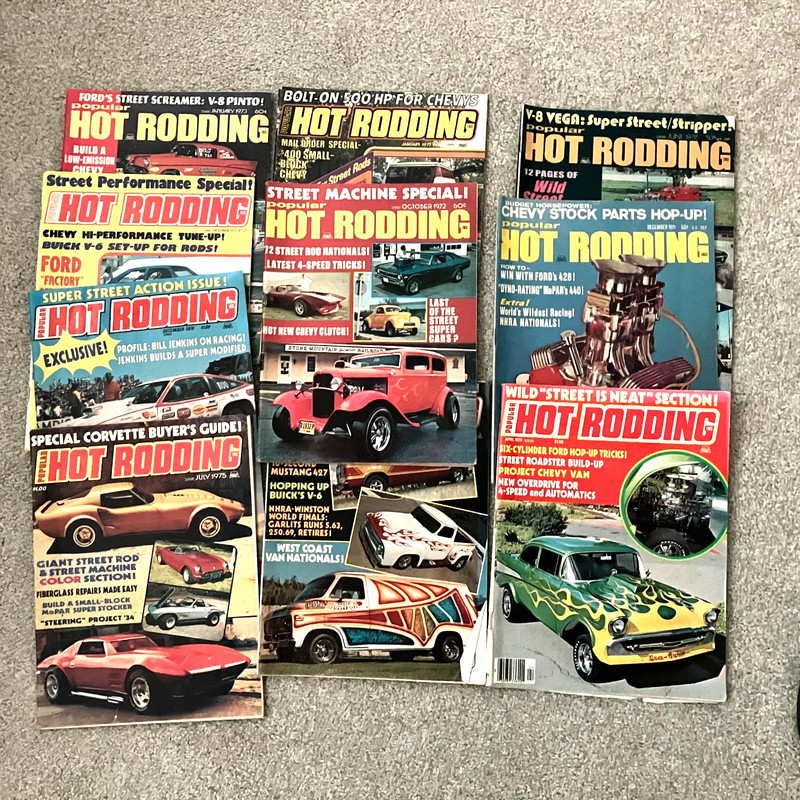 Lot of 10 Vintage 1970s Popular Hot Rodding Magazines, Issues From 1971-1977
