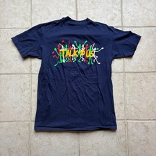 Talk To Us Stick Figure Graphic T Shirt Single Stitch USA Made Navy XL Vintage