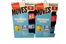 NIP Hanes Moves Lot of 2 5 Pack Performance Anti Chafe Boxer Briefs Sz M 8-10