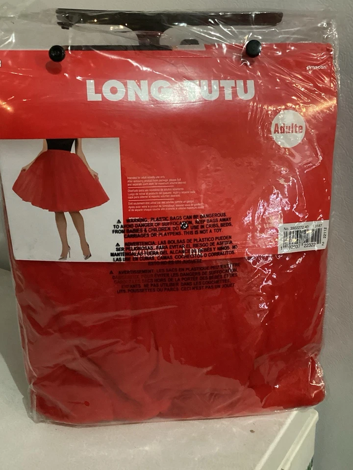 Woman’s Adult Large Long Red Tutu Cosplay Halloween Costume Role play New - Image 2 of 2