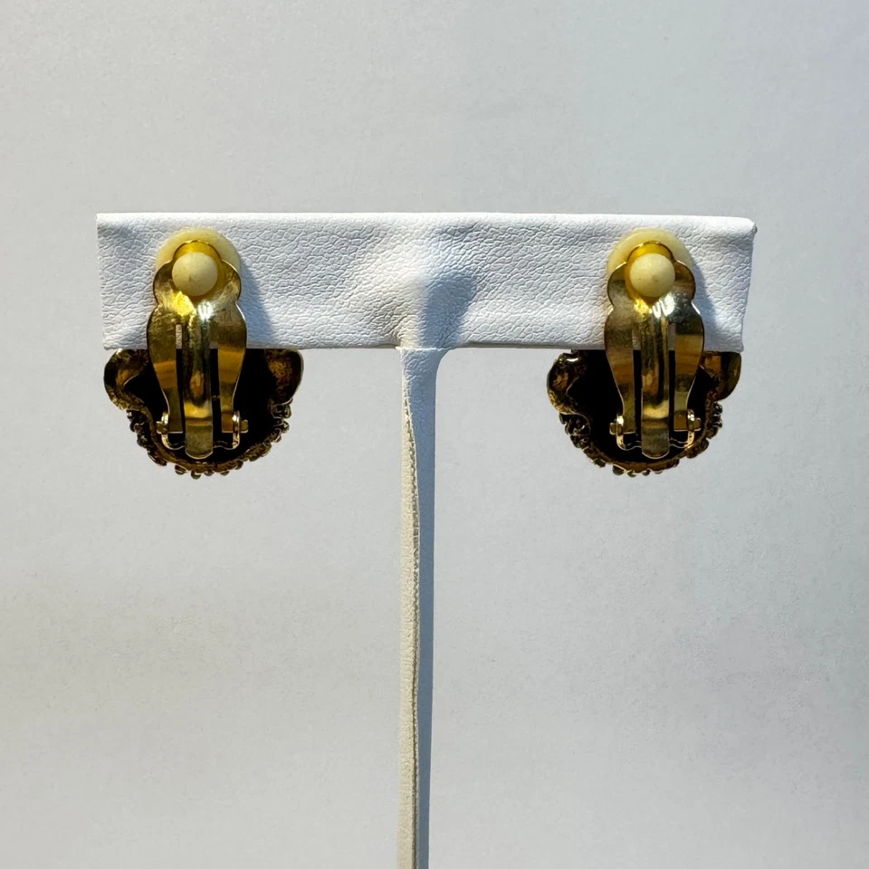 Pendientes Rana Joan Rivers Vintage Estrás Negro Esmalte Verde Tono Dorado Foto 4 de 4
