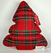 New Winter Wonder Lane Plaid Christmas Tree Pillow 12x14 Sherpa Back Holiday Dec
