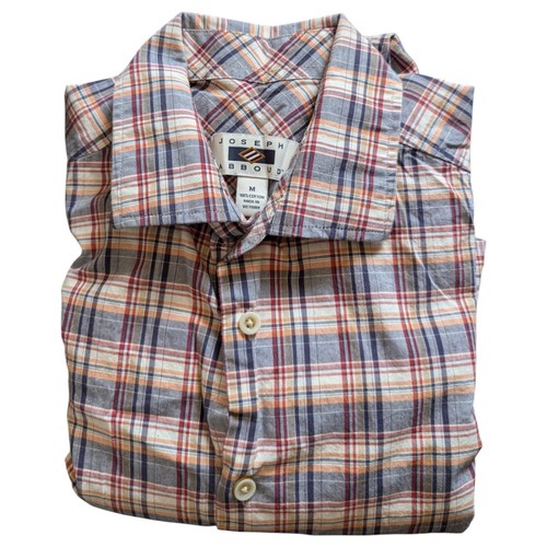 Joseph Abboud Shirt Mens Medium Plaid Button Down Red Blue Long Sleeve Casual - Picture 7 of 8