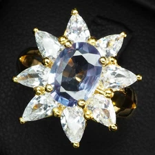 24K Gold 925 Sterling Silver Rings Glittering Color Change Alexandrite 1.80Ct