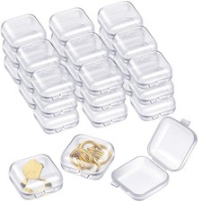 Mini Clear Plastic Jewelry Storage Boxes Hinged Lid 100 Pack