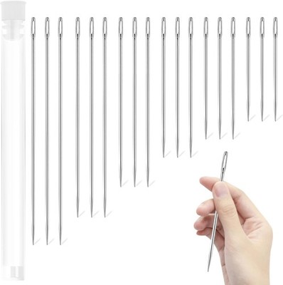 18PCS Large Sewing Needles - 6 Sizes Embroidery Needles, Stainless Hand Sewing N