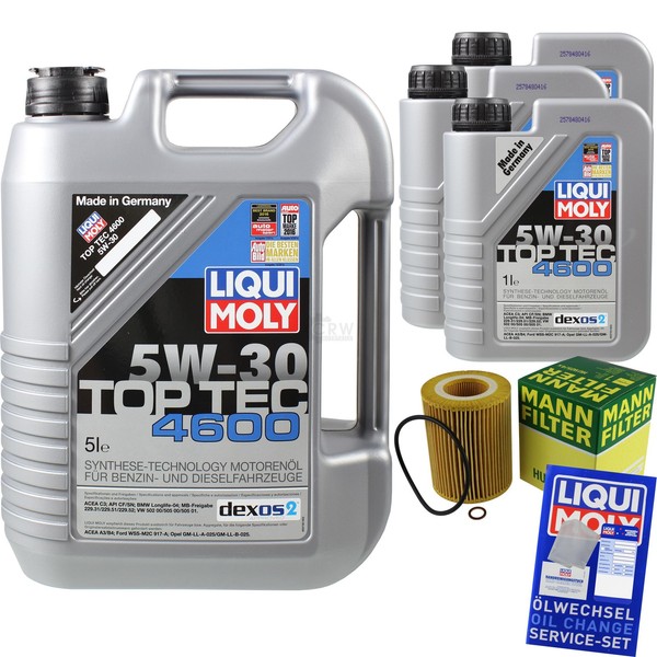 Mann Inspektionspaket 8L Liqui Moly Top Tec 5W-30 FüR BMW 3Er Cabriolet E46 320-image
