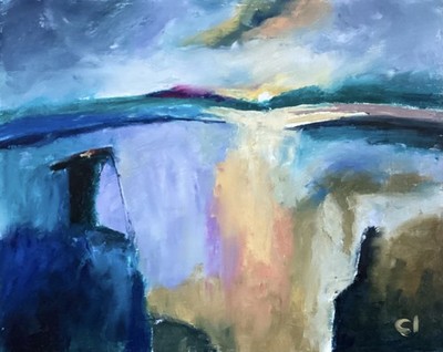 Abstraktes Original Ölgemälde 10 x 8 Ins UK Dorset Künstler CHRISTINE INGRAM
