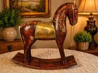 Elegant Vintage Style Rocking Horse Figurine Wood & Brass Decorative Home Accent — photo 1