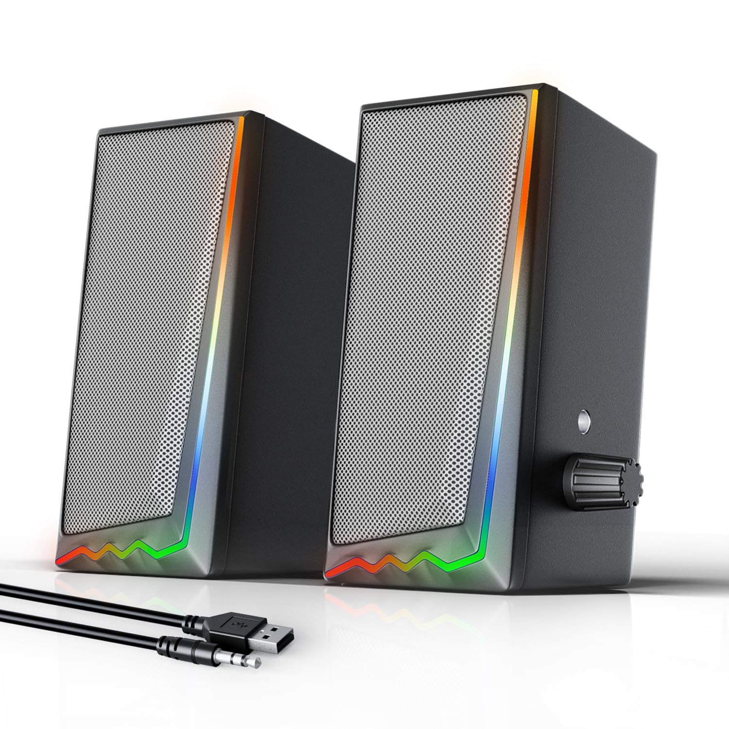 Computer Speakers with 3.5 mm Aux,Desktop Speakers with Various Colorful RGB ...