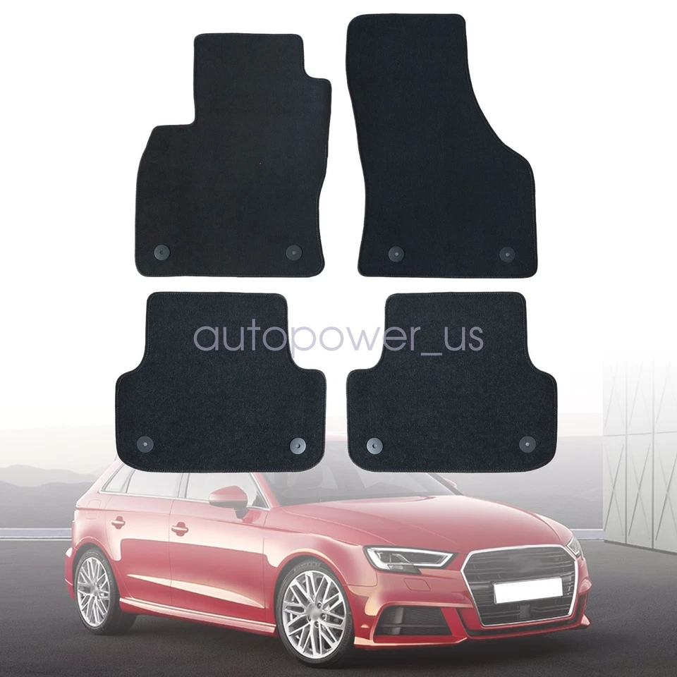 For 2015-2024 Audi A3 S3 Front-Rear Replacement Floor Mats Carpet Velour Black - Image 2 of 4