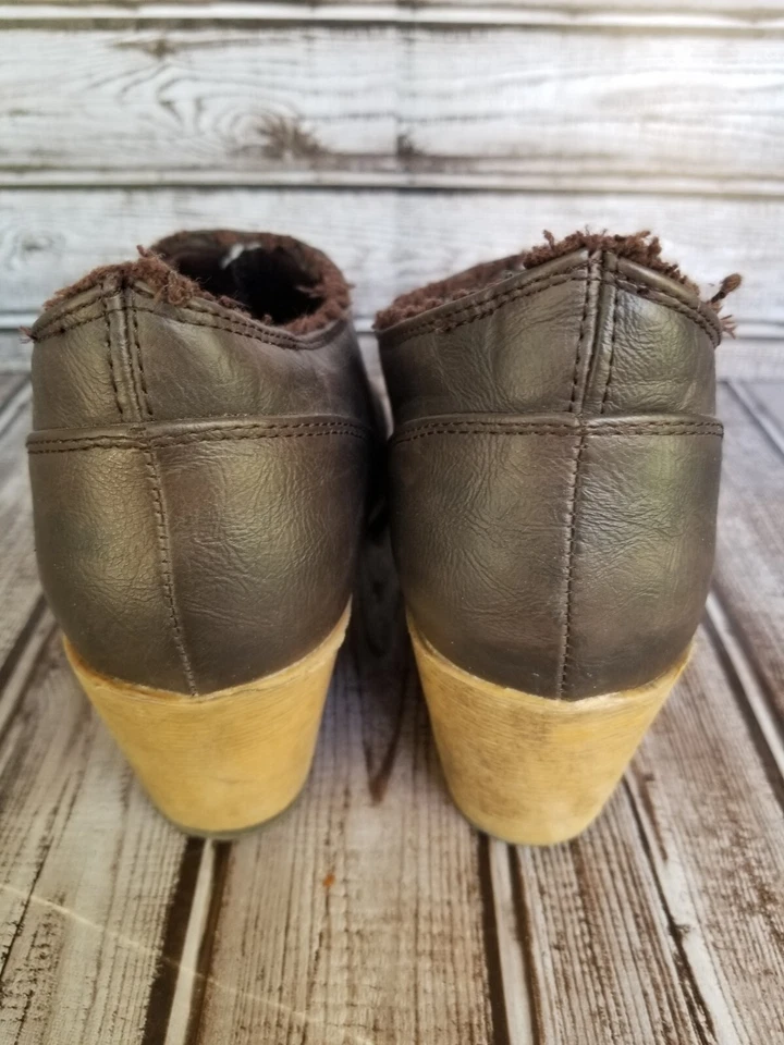 Botines de Tobillo Wet Seal Shorts Marrón Piel Sintética Interior Mujer 7 Tacón de Bloque Y2K Foto 4 de 4