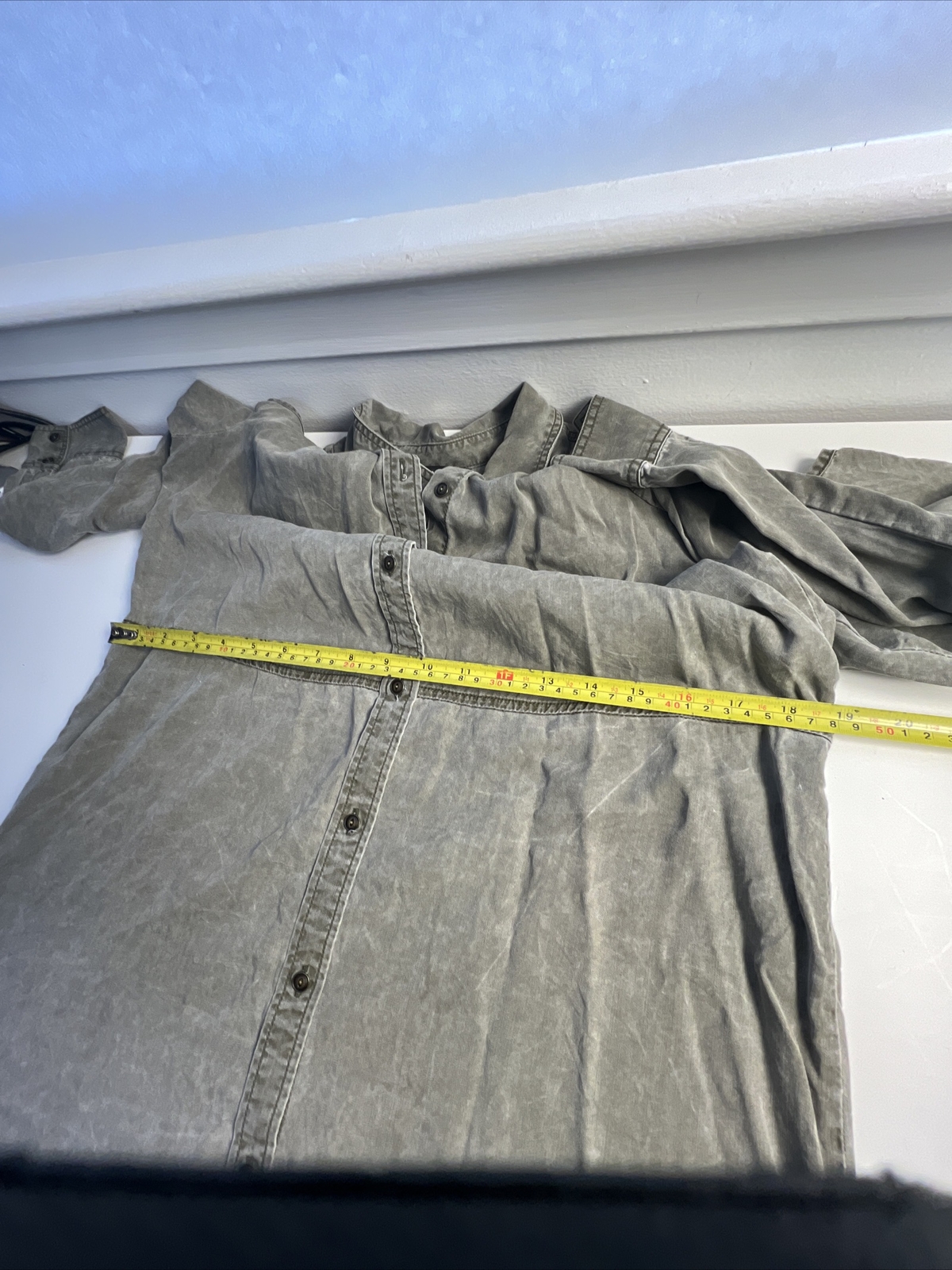 Express Gray Cold Shoulder Button Down Tencel Shi… - image 9