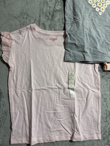 Lot of 3 Youth Girls Short Sleeve Shirts L 10/12 Pink Gray Flowers - Picture 2 of 4