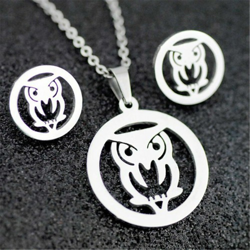 Edelstahl Damen Silber Schmuck Set Anhänger Ohrringe Halskette Charm Geschenk - Bild 12 von 39