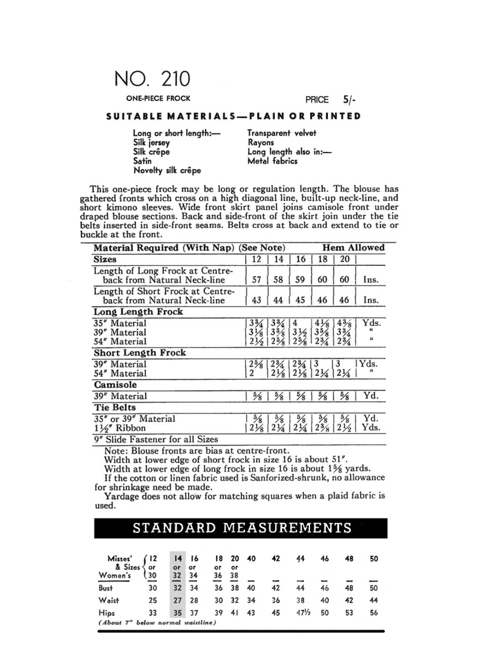 1930s Stylish Evening or Day Dress Vintage Sewing Pattern Bust 32 - Image 2 of 2