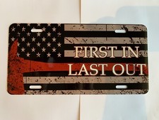Made in the USA! Red Line Firefighter license plate.