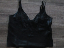   RARE Victoria's Secret BLACK Vintage Gold Label Silk Lingerie V-Neck Top Small