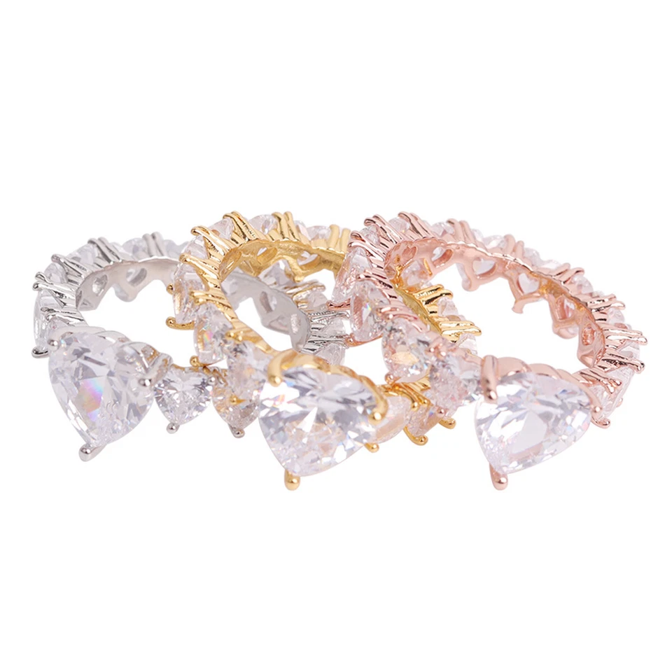 Loyal Heart |  Prong Set Solitaire 24k 925 Silver Rose Gold Plated Bling Rings - Image 4 of 4