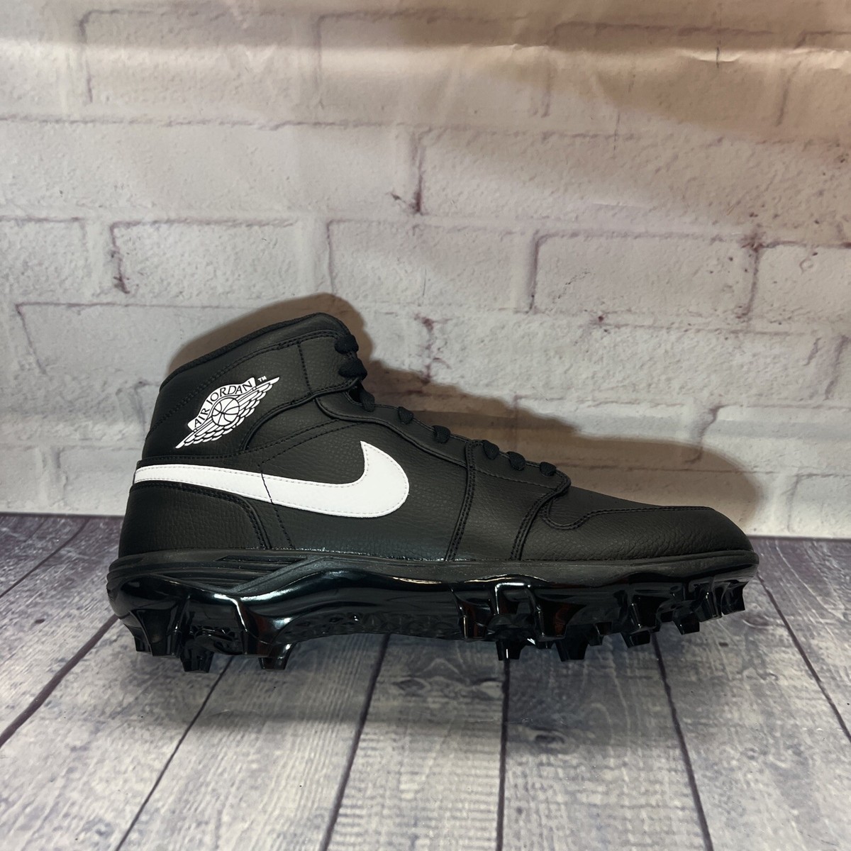 Nike Air Jordan 1 Mid TD Black White Football Cleats FJ6805 