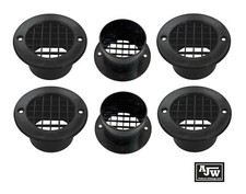 6 X BLACK Round Floor Vent 75mm Dia x 35mm Tail Caravan Motorhome Camper Gas