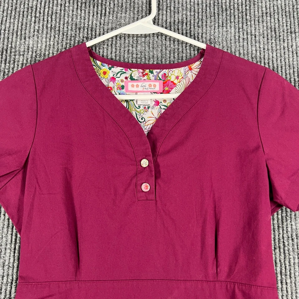 Blusa Médica Koi Justine XS Extra Pequeña Púrpura Manga Corta Cuello en V Médica Foto 4 de 4