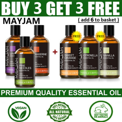 MAYJAM 100ML Essential Oils 100% Pure & Natural Therapeutic Grade Oil 3.38 Fl.Oz