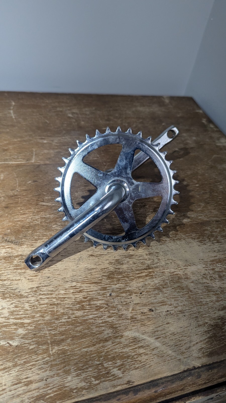 Vintage BMX One Piece Crank Crankset 36T Old School Vintage Thick 5 Star CHROME 