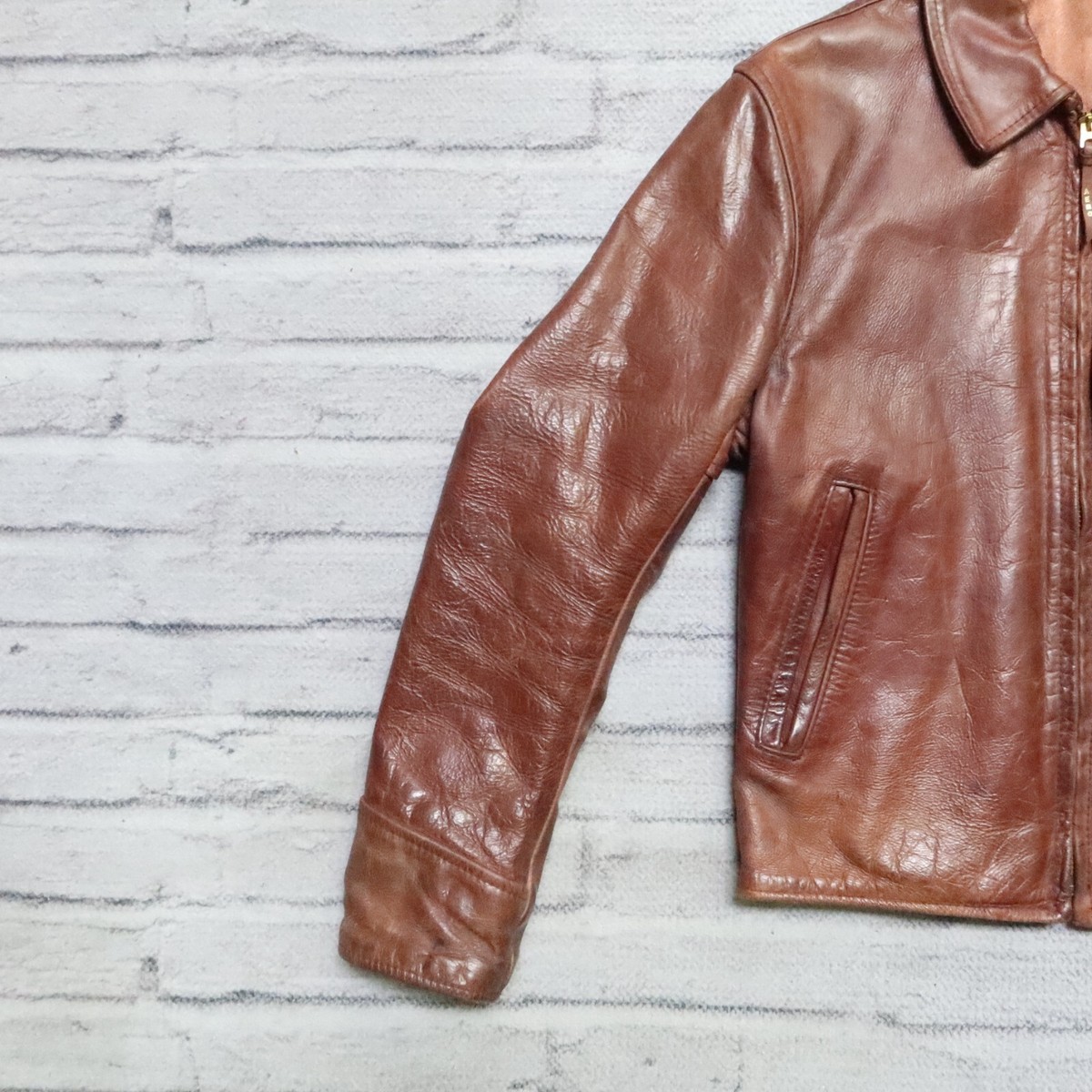 Aero Horse Hide Leather Motorcycle Jacket Size 36 38 Brown