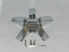 BOSS MOTORSPORTS 340 WHEEL RIM CHROME CENTER CAP 3263-06 3263 WITH SCREWS