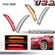 For Chrysler 300 300c 2015-up Clear Front Amber Rear Red Led Side Marker Lights
