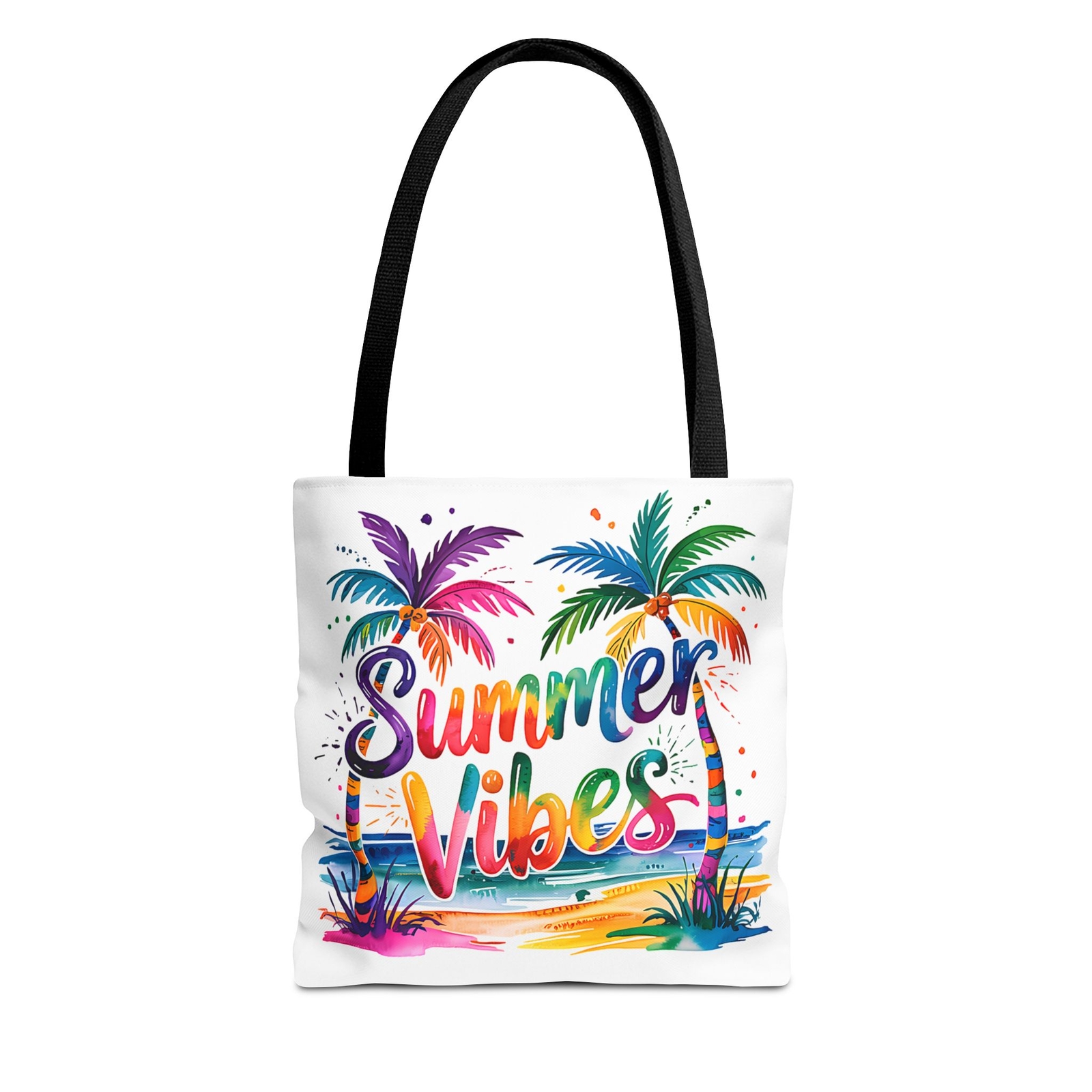Summer Vibes Reusable Beach Tote Shoulder Grocery Market Bag-image