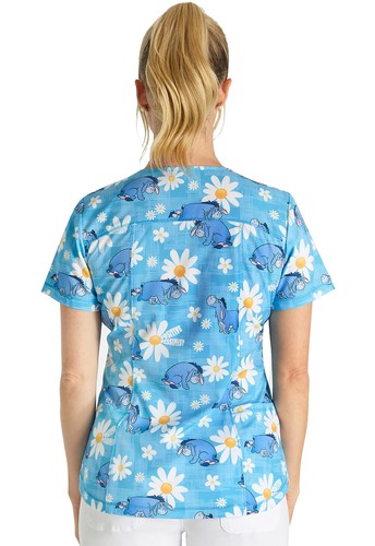 Eeyore Cherokee Scrubs Tooniforms Disney Winnie Rounded V Neck Top TF786 PHVM - Picture 3 of 7