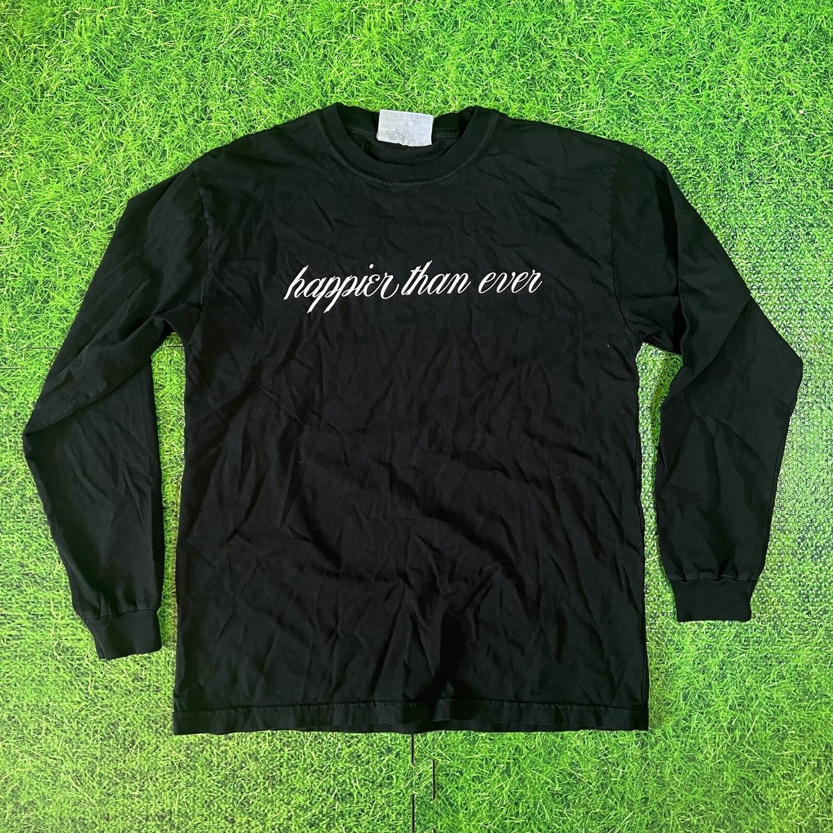 Billie Eilish Shirt Mens Large Happier Than Ever Black Crewneck 