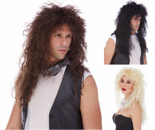 80S HEAVY METAL GLAM PUNK ROCK ROCKER COSTUME CURLY WIG JON BON JOVI WINGER KISS
