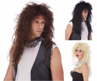 70er/80er Jahre Rockstar-Perücke – Mit Bandana & Sonnenbrille – Für Disco & Halloween-Partys