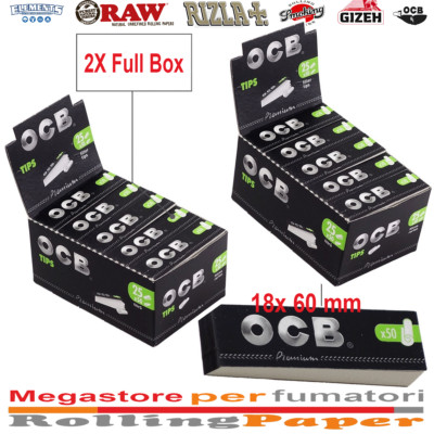 Ocb Premium Paper Filter Tips Perforated For Rolling 2x Full Box 50 Packs