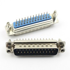 10Pcs D-SUB 25 Pin Male Straight Round Through Hole Set Screw Connector 2 Rows