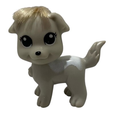 Polly Pocket Puppy Dog Toy Figure Vintage Grey White 1.5''