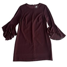 Vince Camuto Women’s 6 Aubergine Flare Bell Sleeve 3 Layer Shift Dress #VC7M4925