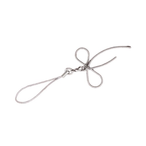 Bowknot Pendant Phone Strap Lanyard Silver Color Keychain Backpack Charm Car Key - Zdjęcie 2 z 8