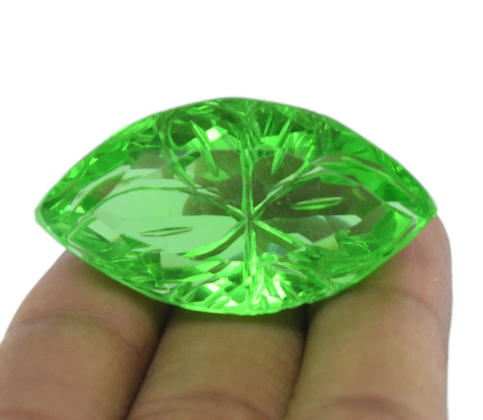 Marquise Shape 85.20 Carat Carved Certified Moldavite Topaz Loose Gemstone - Image 3 of 4
