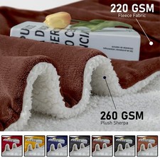 Luxury Sherpa Fleece Blanket Soft Mink Throws Sofa Bed Fluffy Blankets UK Sizes