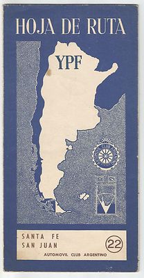 Ancient Argentine Map Carte Mappa Datenblatt von / Aus Route 22 Auto Club Y. P.F