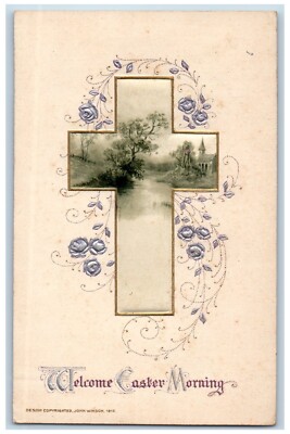 John Winsch Signed Postcard Easter Greetings Holy Cross Flowers Embossed c1910's