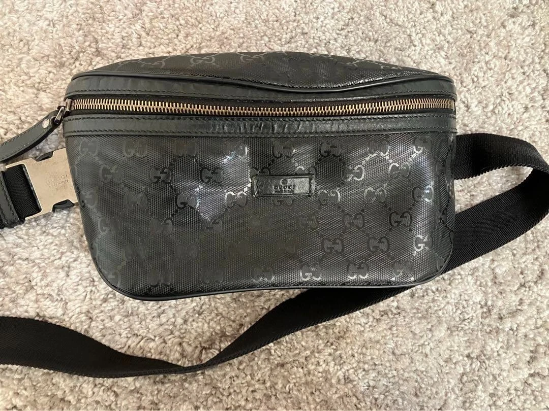 GUCCI GG Logo Pattern Imprime Cross Body Bag Men Black Rare From Japan Genuine