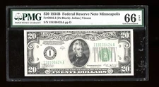 DBR 1934-B $20 FRN Minneapolis Vinson Gem Fr. 2056-I PMG 66 EPQ Ser # I18108424A